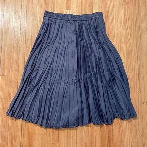 Navy Pleated Midi Skirt